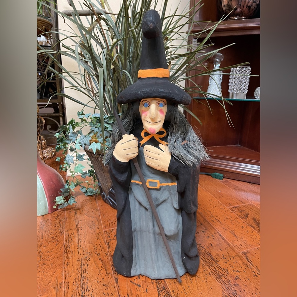 Vintage Halloween Witch w/ Hat Decor Large Paper Mache’ - 26”
Rare!
HTF!
